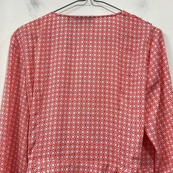 Anthropology The Fifth Label Long Sleeve Wrap Up Dress Red White Blue Geo M - Picture 5 of 12